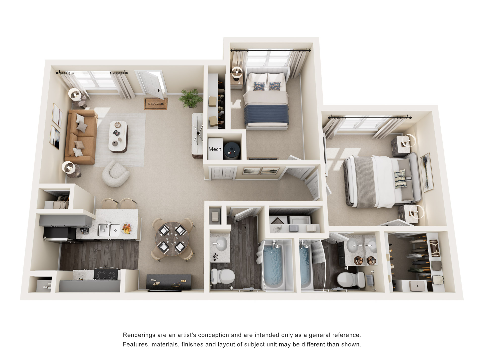 2 Bedroom / 2 Bath A floor plan