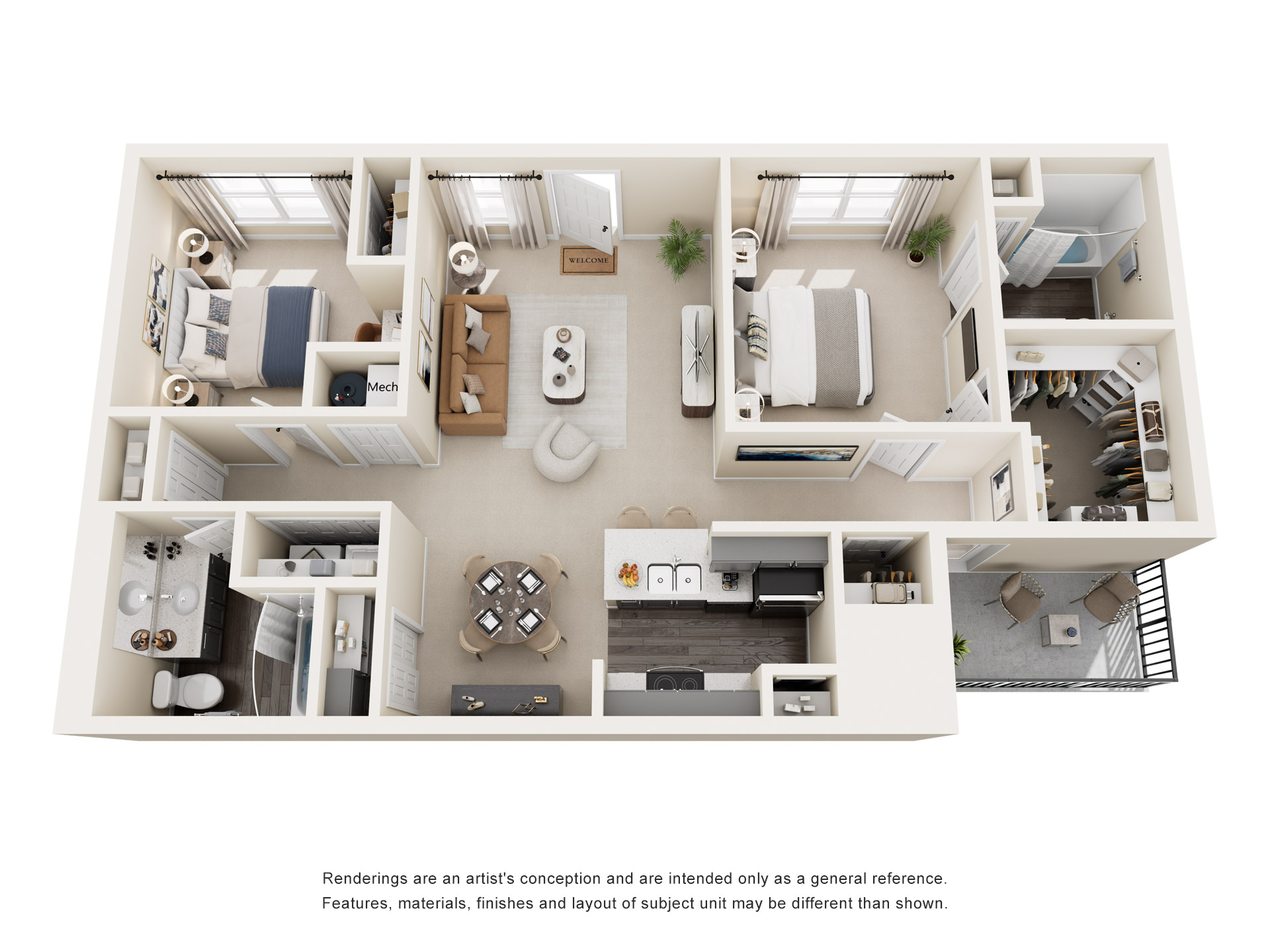 2 Bedroom / 2 Bath B floor plan