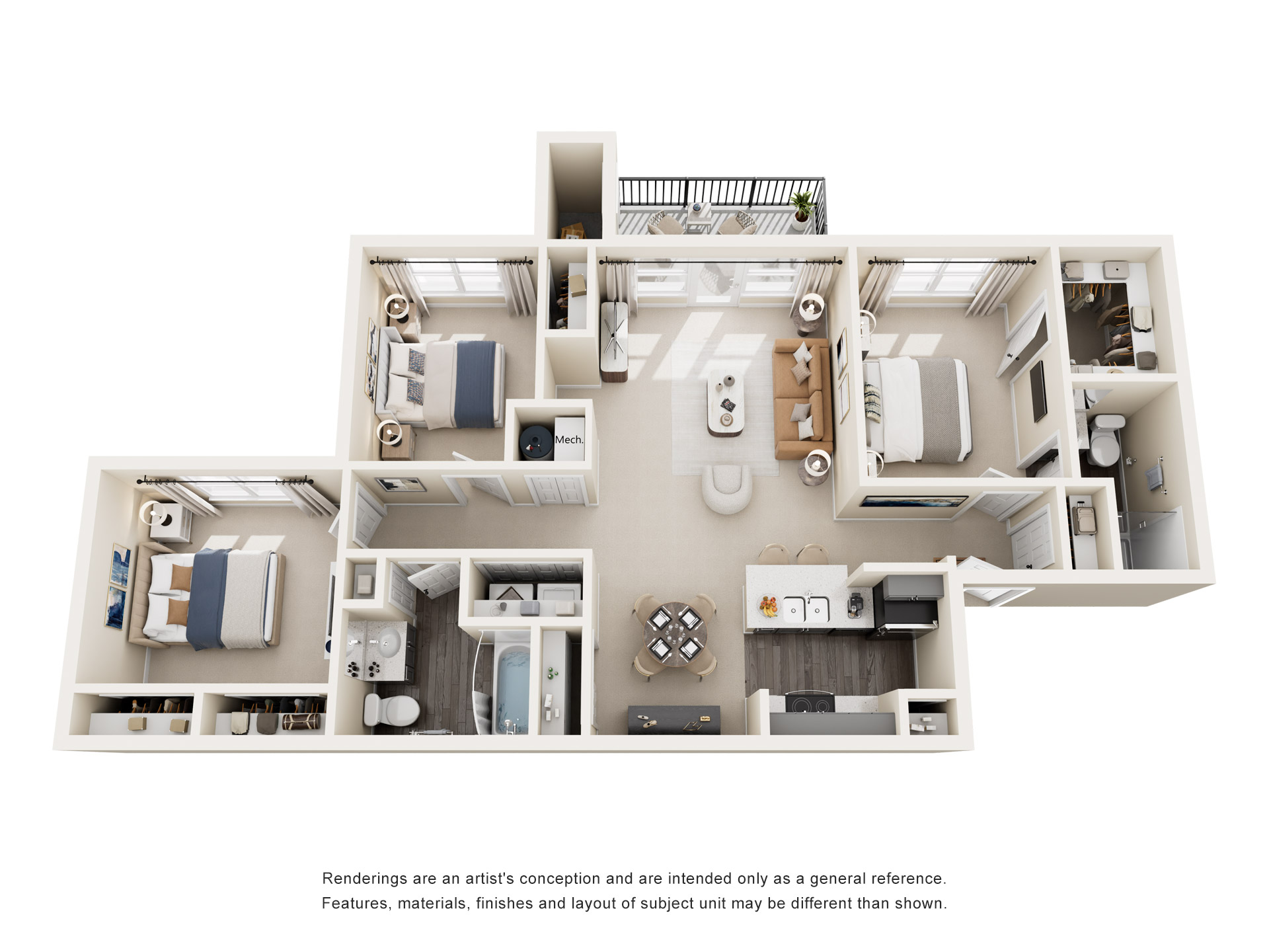 3 Bedroom / 2 Bath floor plan